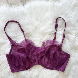 savage x fenty Chantilly Cascade Balconette Bra Purple Lace New 40DD CP